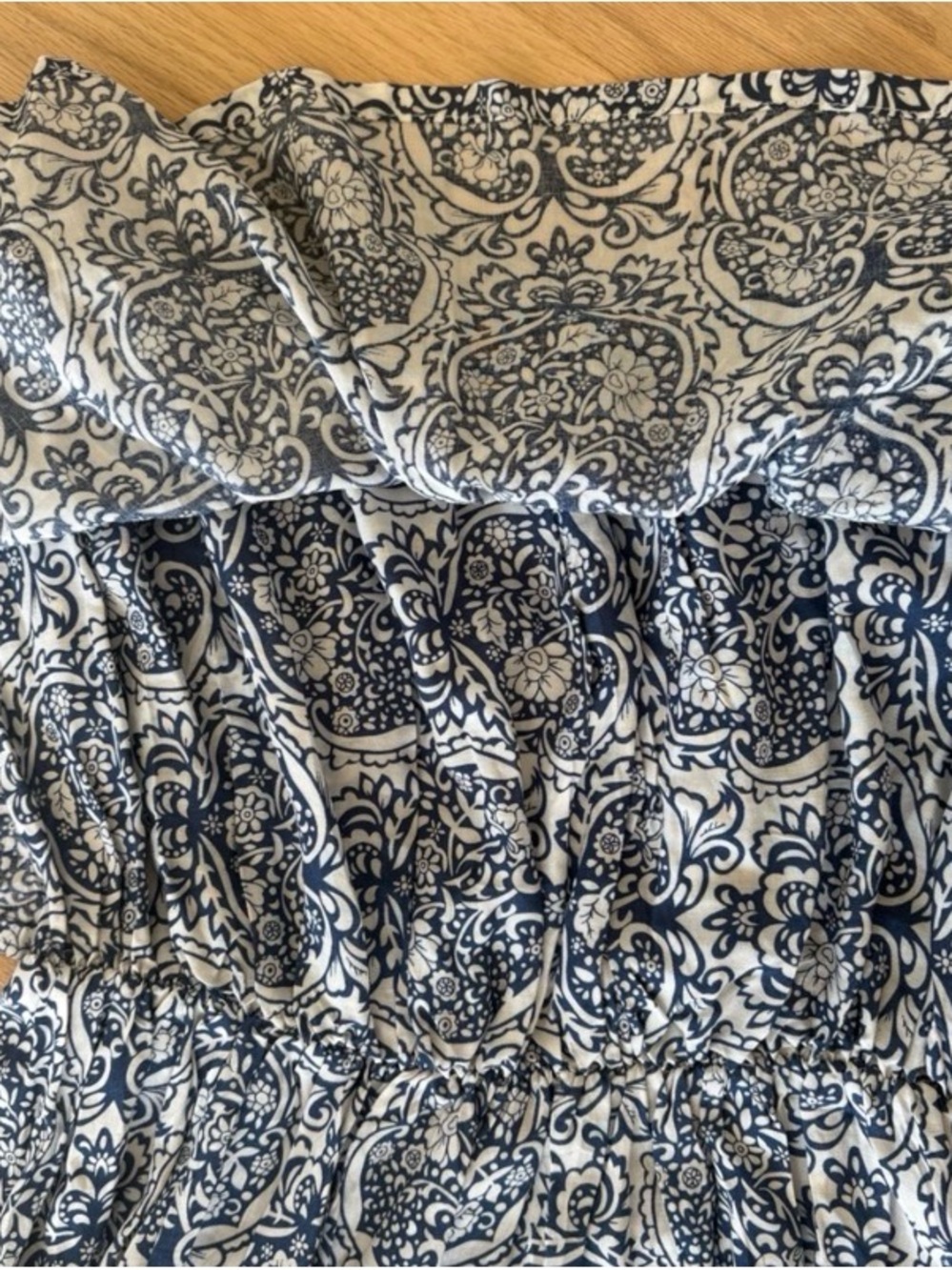 Strapless Blue Patterned Maxi Dress - Casual Summer - Picture 2 of 6